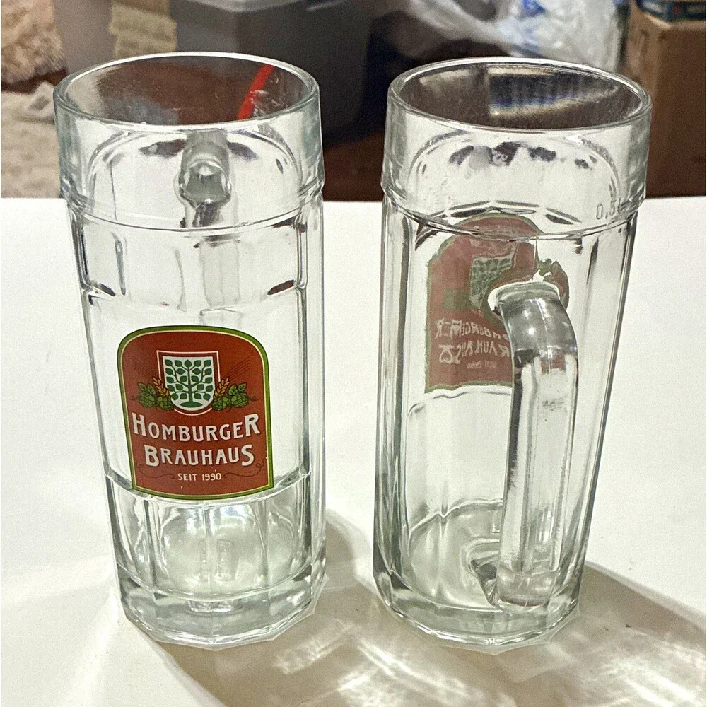 Homburger Brauhaus German Beer Mug Pair 0.5L Rastal Glass Steins Seit 1990